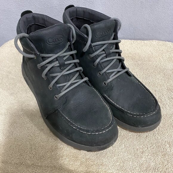 Chaco Other - Chaco Black Leather Mid Boots Men’s 9.5 | Casual Outdoor Comfort Lace Up